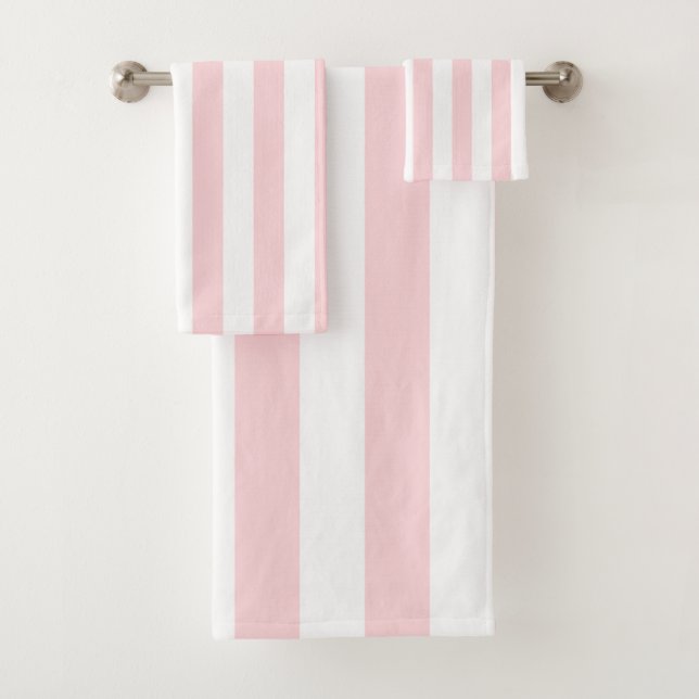 Pink & White Stripe Bathroom Towel Sets (Insitu)
