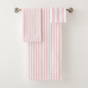 Pink & White Stripe Bathroom Towel Sets