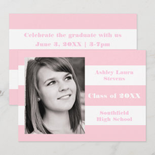 Pink & White Stripe - Graduation Announcement