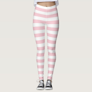 Pink & White Striped Leggings