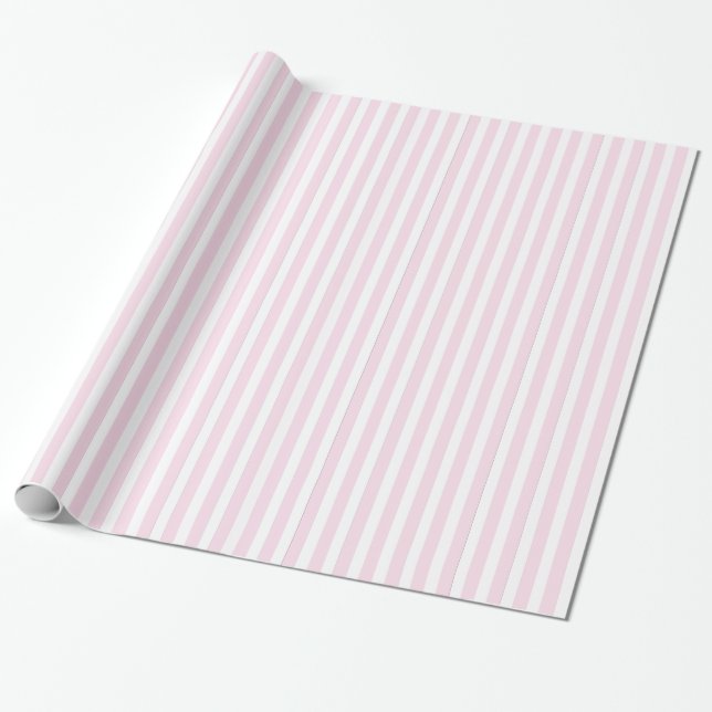 Pink & White Striped Pattern Wrapping Paper (Unrolled)
