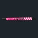 Pink White Stripes Art Custom Name Cute Gift Favou Black Ink Pen<br><div class="desc">Designed with cool & stylish stripes patterns in ombre pink and white background with text template for custom name. You may change the colours as you wish! Great for gift giving or party favours!</div>