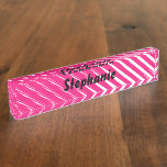 Pink White Stripes Art Custom Name Cute Gift Favou Nameplate<br><div class="desc">Designed with cool & stylish stripes patterns in ombre pink and white background with text template for custom name. You may change the colours as you wish! Great for gift giving or party favours!</div>