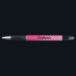 Pink White Stripes Art Custom Name Cute Gift Favou Pen<br><div class="desc">Designed with cool & stylish stripes patterns in ombre pink and white background with text template for custom name. You may change the colours as you wish! Great for gift giving or party favours!</div>