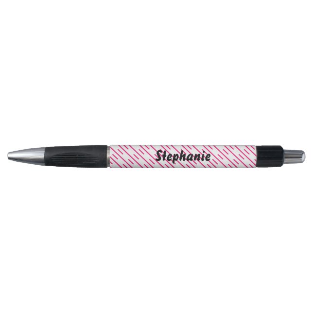 Pink White Stripes Art Custom Name Cute Gift Favou Pen (Front)