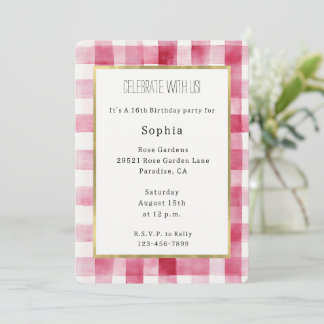 Pink White Stripes Birthday Invitation