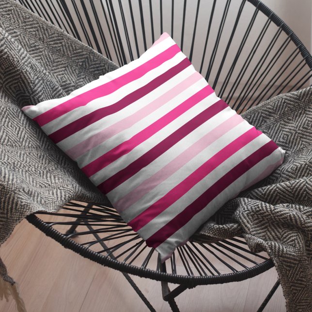 Pink & White Stripes Cotton Throw Pillow (Creator Uploaded)