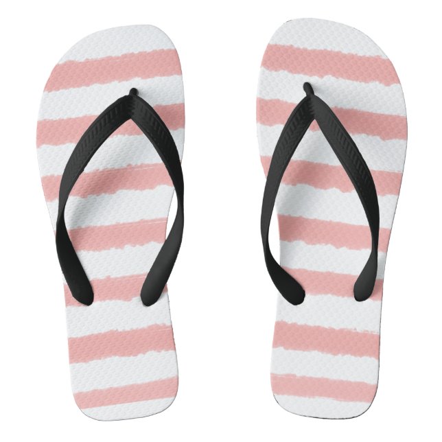 Pink white Stripes Flip Flops (Footbed)