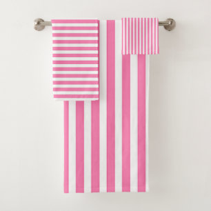 Pink + White Stripes Gift  Bath Towel Set