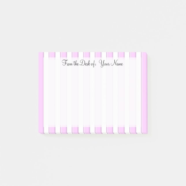 Pink White Stripes Pattern 4" x 3" Stickies Post-it Notes (Front)