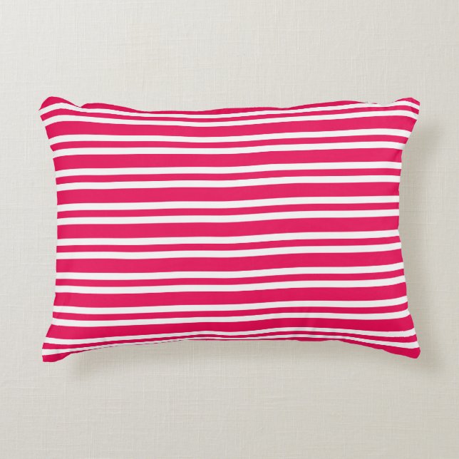 Pink White Stripes Seamless Pattern Accent Pillow (Front)