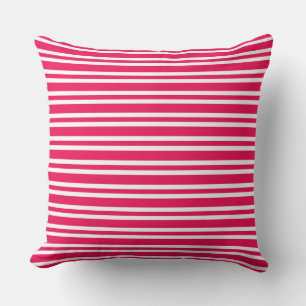 Pink White Stripes Seamless Pattern Throw Pillow