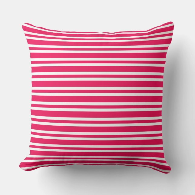 Pink White Stripes Seamless Pattern Throw Pillow (Front)