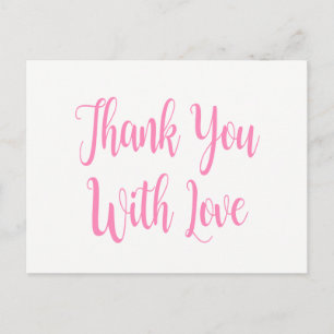 Pink & White Thank You Wedding Party Bridal Shower Postcard