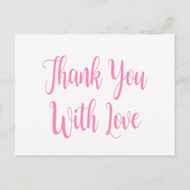 Pink & White Thank You Wedding Party Bridal Shower Postcard (Front)