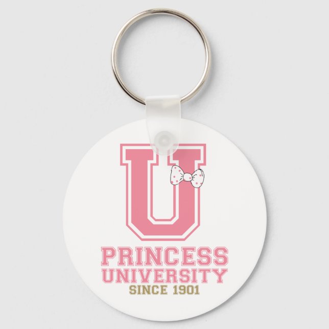 Pink & White The Princess University Girly Academy Keychain (Front)