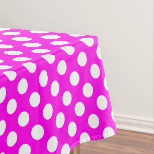 Pink white tiled pattern polka dot tablecloth