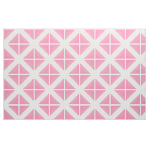 Pink White Trendy Triangles Pattern Fabric