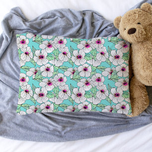 Pink & White Tropical Hibiscus Floral Pattern Pillowcase