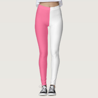 Pink White Two Tone Colour Split Leggings