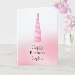 Pink White Unicorn Birthday Card