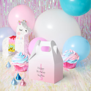 Pink White Unicorn Birthday Favor Box
