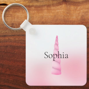 Pink White Unicorn  Keychain