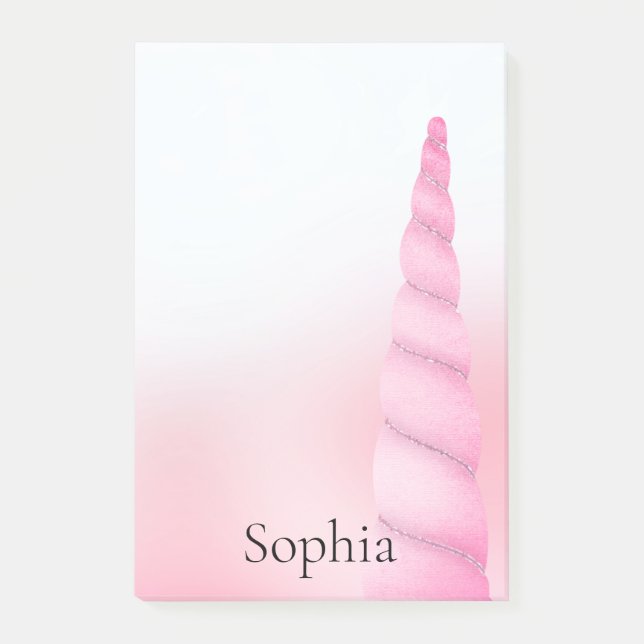 Pink White Unicorn  Post-it Notes (Front)
