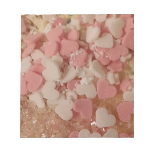 Pink White Valentine Hearts, Cake Decoration, Love Notepad (Front)