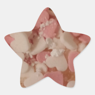 Pink White Valentine Hearts, Cake Decoration, Love Star Sticker