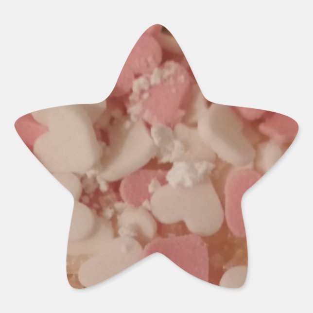 Pink White Valentine Hearts, Cake Decoration, Love Star Sticker (Front)