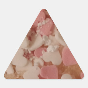 Pink White Valentine Hearts, Cake Decoration, Love Triangle Sticker