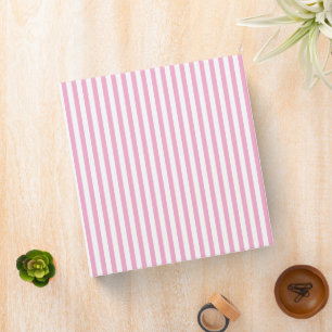 Pink White Vertical Stripe Pattern Design Binder