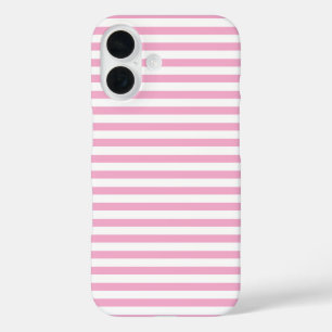 Pink White Vertical Stripe Pattern Design iPhone 16 Case