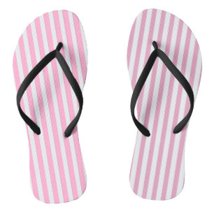 Pink White Vertical Stripe Pattern Design Flip Flops