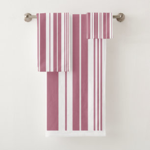 Pink White Vertical Stripes Pattern Bath Towel Set