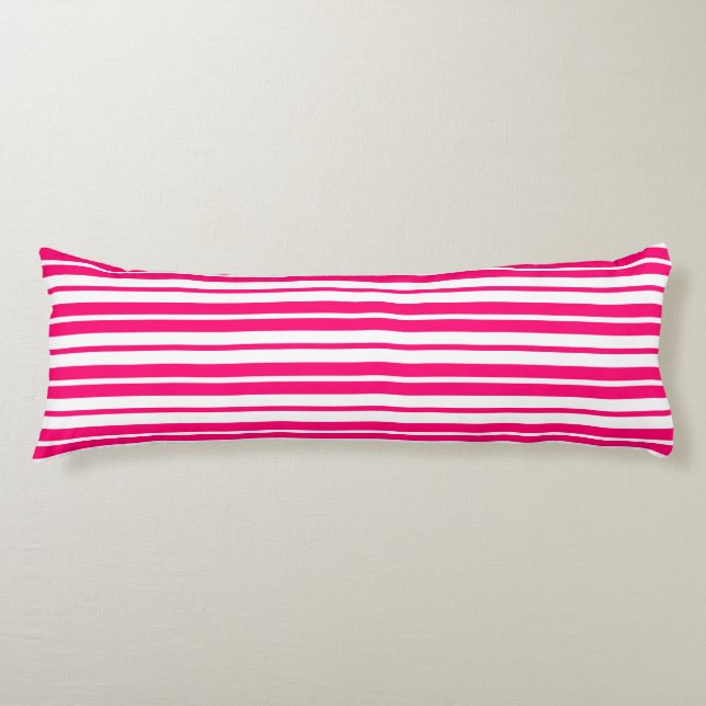 Pink White Vertical Stripes Pattern Design Body Pillow (Front)