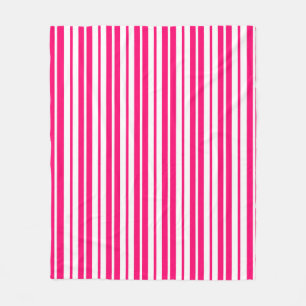 Pink White Vertical Stripes Pattern Design Fleece Blanket