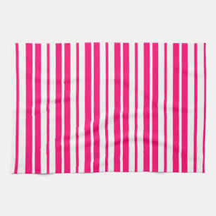 Pink White Vertical Stripes Pattern Design Kitchen Towel
