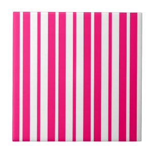 Pink White Vertical Stripes Pattern Design Tile