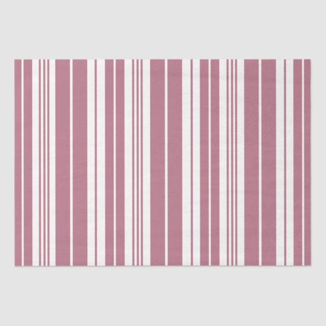 Pink White Vertical Stripes Pattern Tissue Paper (Front)