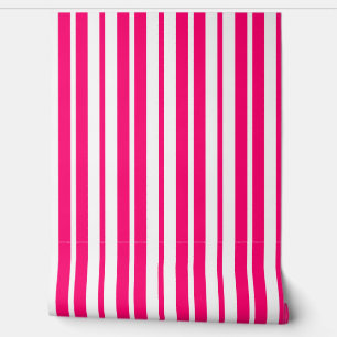 Pink White Vertical Stripes Pattern Wallpaper