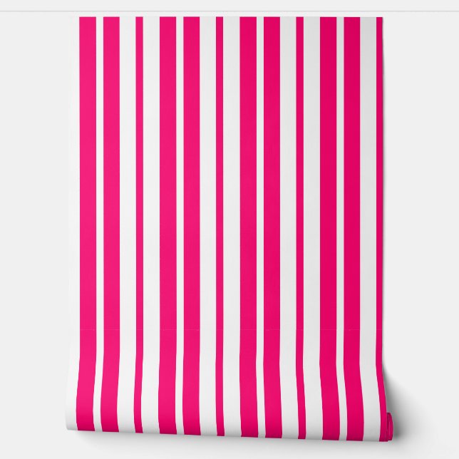 Pink White Vertical Stripes Pattern Wallpaper (Unrolling)