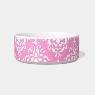 Pink White Vintage Damask Pattern 1 Bowl