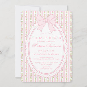 Pink & White Vintage Fancy Floral Bridal Shower Invitation