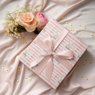Pink White Watercolor Baby Bunny Wrapping Paper