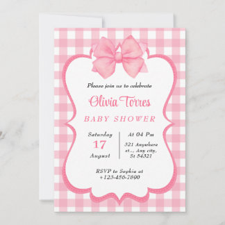 Pink White Watercolor  Baby Shower Invitation