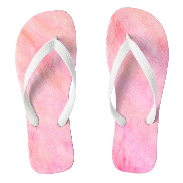 Pink White Watercolor Flip Flops (Footbed)