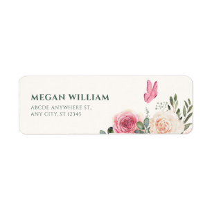 Pink white Watercolor Floral Roses 