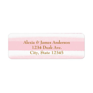 Pink & White Watercolor Stripes Address Labels